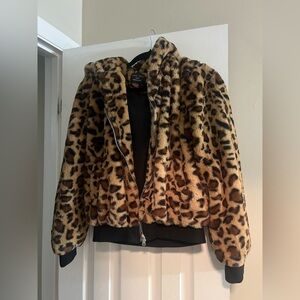 Love Tree Animal Print Teddy Jacket